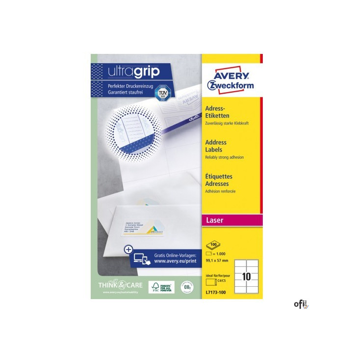 Etykiety adresowe L7173-100 99,1 x 57 100ark Avery Zweckform