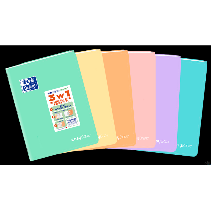 Zeszyt OXFORD PP EASYBOOK pastel A5 60k 90g mix kratka z marginesem 400161235