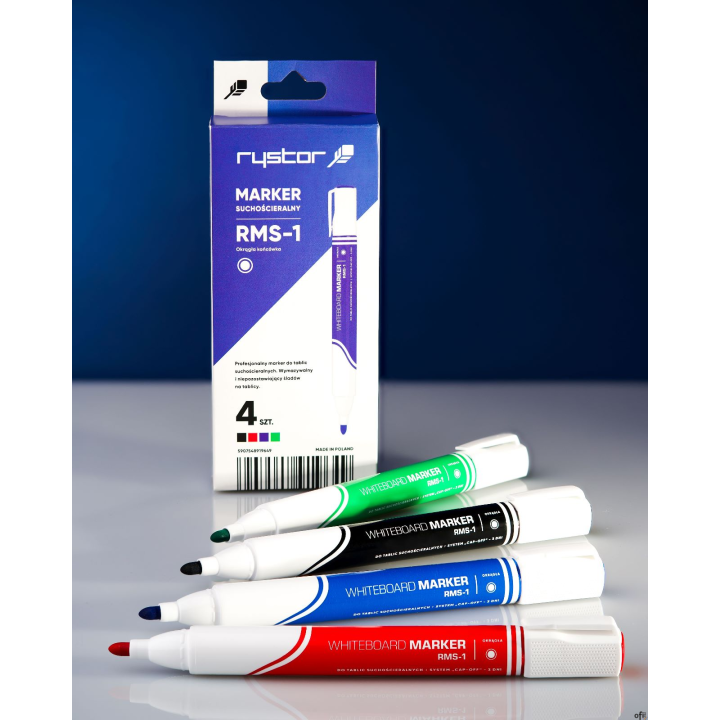 Marker suchościeralny RYSTOR RMS-1 etui ABCD (4 szt.) okrągła końcówka 456-204