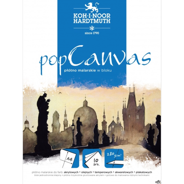 Płótno malarskie w bloku A3 POP CANVAS PAD 280g 10kart.KOH I NOOR