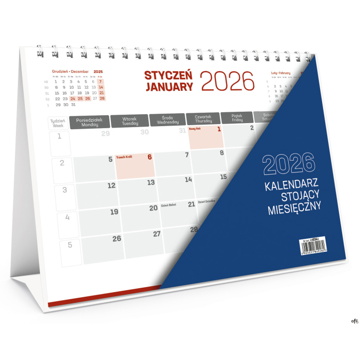Kalendarz stojący miesięczny KB034B mix 2026 WOKÓŁ NAS