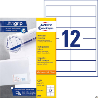 Trwałe etykiety uniwersalne• Etykiety papierowe do wszechstronnych zastosowań. Idealne do adresowania kopert i przesyłek pocztow