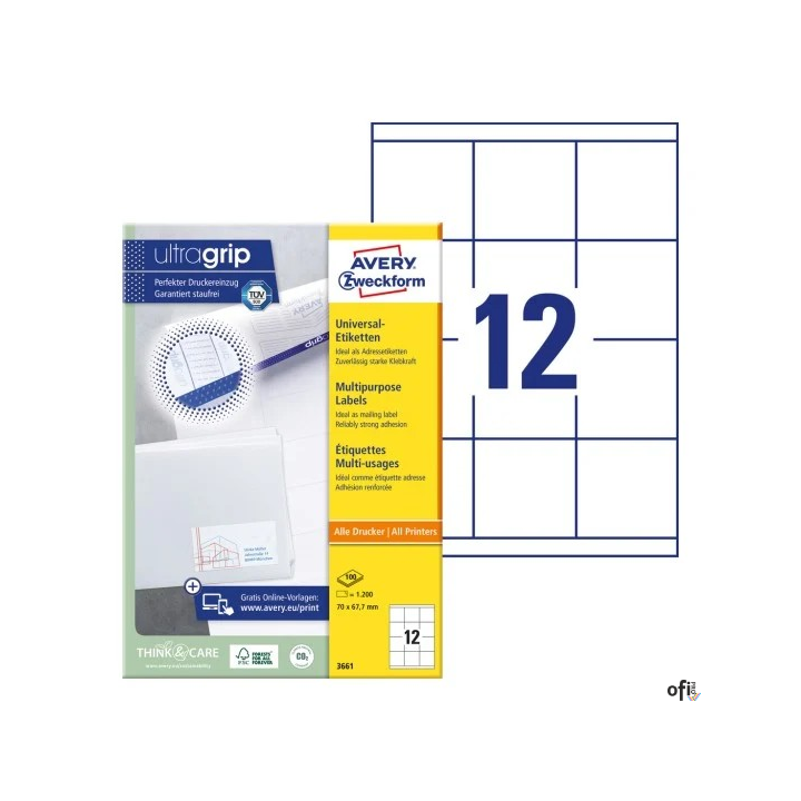 Trwałe etykiety uniwersalne• Etykiety papierowe do wszechstronnych zastosowań. Idealne do adresowania kopert i przesyłek pocztow