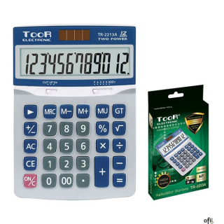 Kalkulator TOOR TR-2213A, 12 pozycyjny, podwójne zasilanie 120-1858 SALE