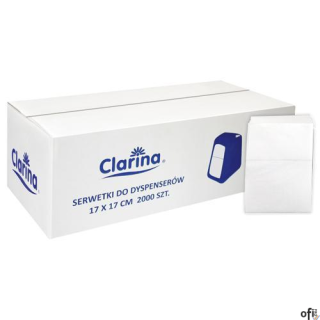 SERWETKI DO DYSPENSERÓW Clarina 17x17 cm Białe 2000 szt. 18169