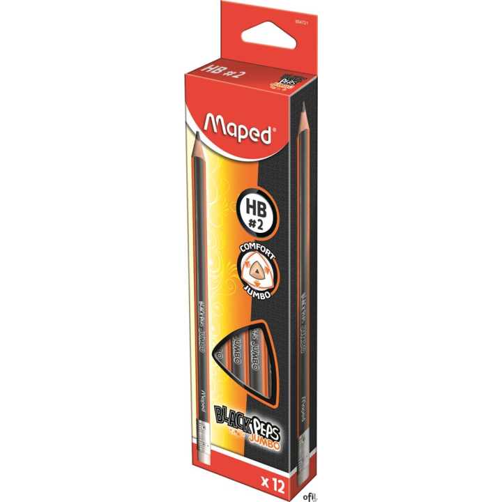 Ołówek BLACKPEPS JUMBO z gumką, twardość HB, wykonany z drewna lipowego, ergonomiczny, trójkatny przekrój  4,7mm, odporny na zła