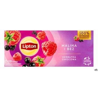 Herbata LIPTON owocowa, malina i bez, 20 torebek