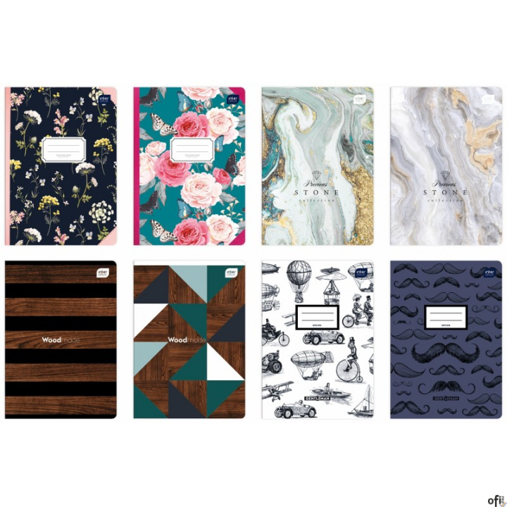 Zeszyt__okładka pokryta lakierem UV__zaokrąglone rogi (format A5)__bogata kolorystyka i duża_różnorodność wzorów okładek__jednos