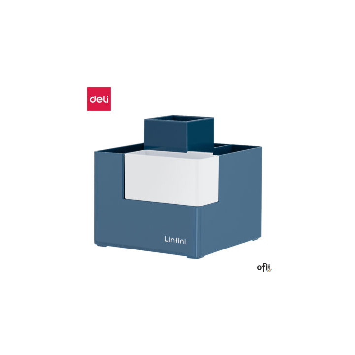 Organizer na biurko – przybornik Deli EZ072 niebieskiorganizer na przybory piśmienniczewymiary: 120 x 120 x 123 mm5 głównych prz