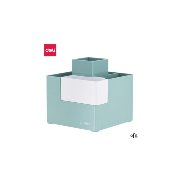 Organizer na biurko – przybornik Deli EZ072 zielonyorganizer na przybory piśmienniczewymiary: 120 x 120 x 123 mm5 głównych przeg