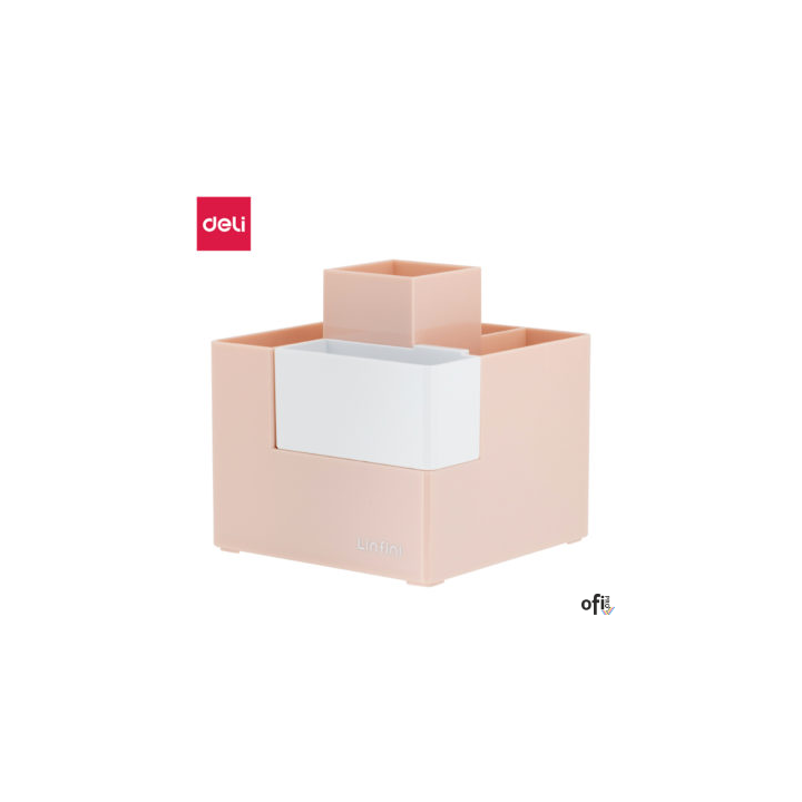 Organizer na biurko – przybornik Deli EZ072 różowyorganizer na przybory piśmienniczewymiary: 120 x 120 x 123 mm5 głównych przegr