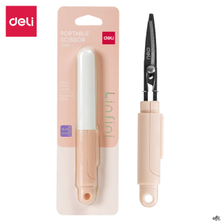 Kompaktowe nożyczki Deli EZ508 w bezpiecznym etui, różowe, EZ508Pdługość 125 mmostrza ze stali nierdzewnej zapobiegające przykle