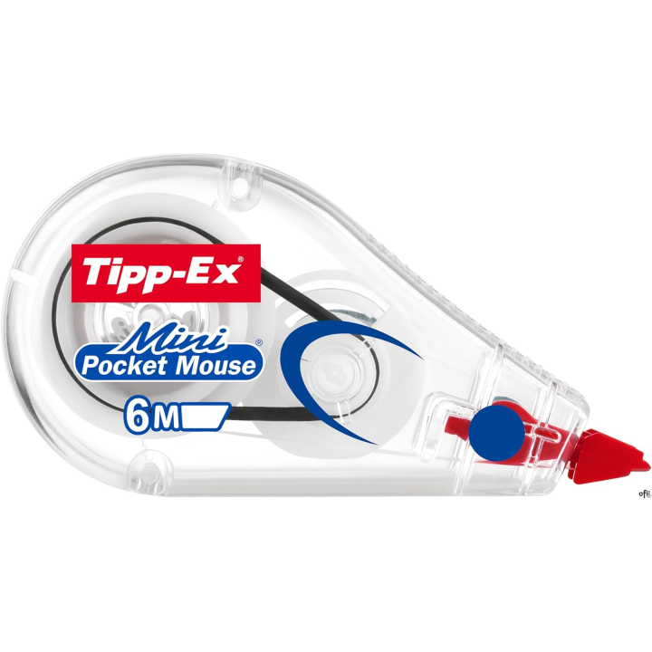 Korektor Mini Pocket Mouse_Korektor w taśmie z przeźroczystą obudową umożliwiającą kontrolę zużycia taśmy. Kieszonkowa obudowa z