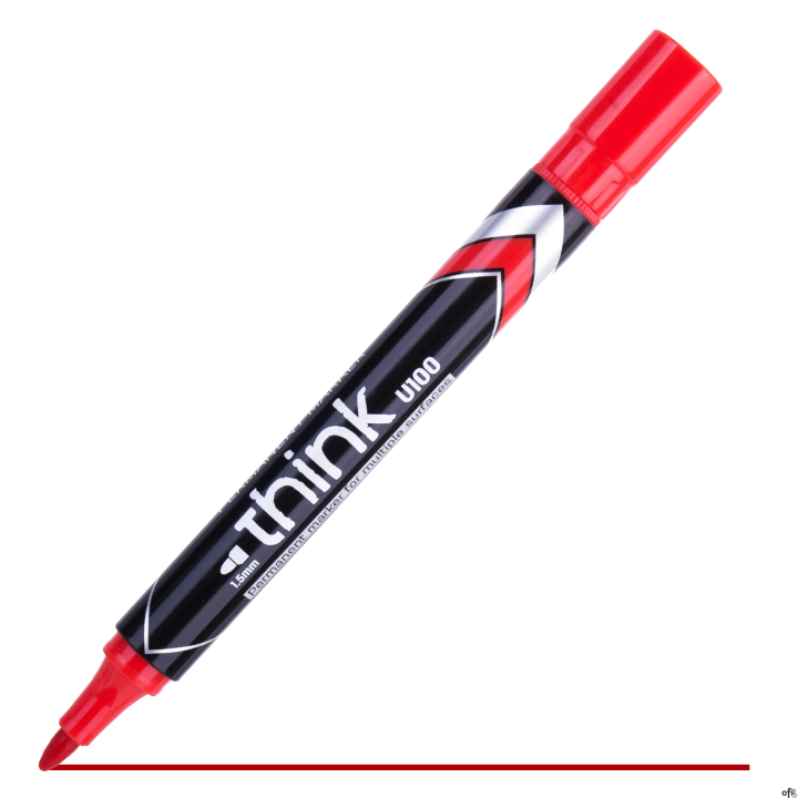 Marker permanentny okrągły 1,5 mm, czerwony, EU10040, Deli