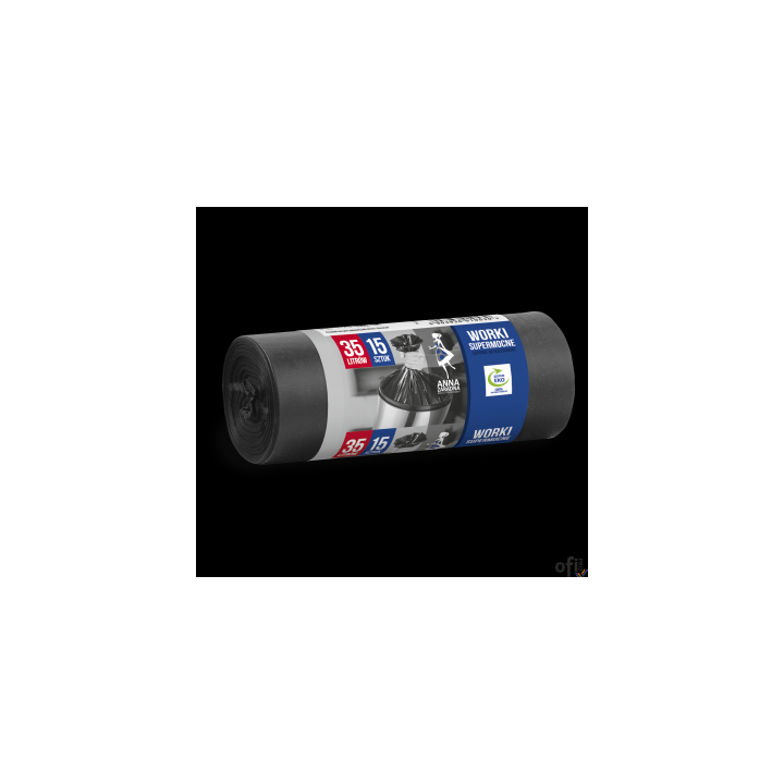 Worki na śmieci SUPERMOCNECechy:ekologiczne - worki na śmieci z regranulatukolor: czarnepojemność: 35 litrówilość: 15 sztukdługo