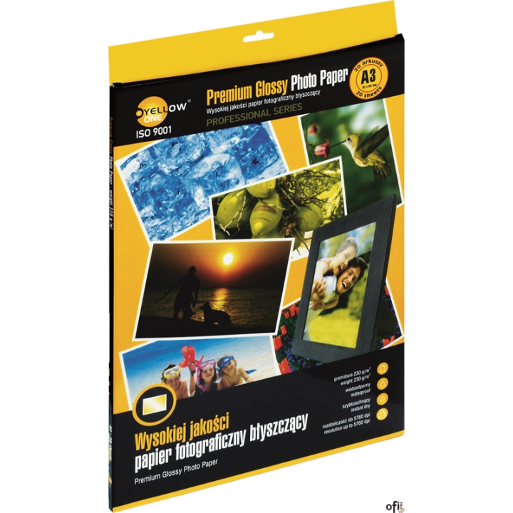 Papier foto (3PPG230), 230 g/m, A3 20 arkuszy YELLOW ONE 150-1366
