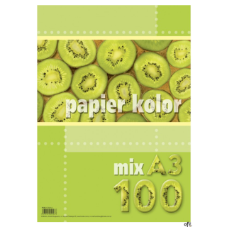 Papier xero A3 80g mix kolorów (100 arkuszy) KRESKA.