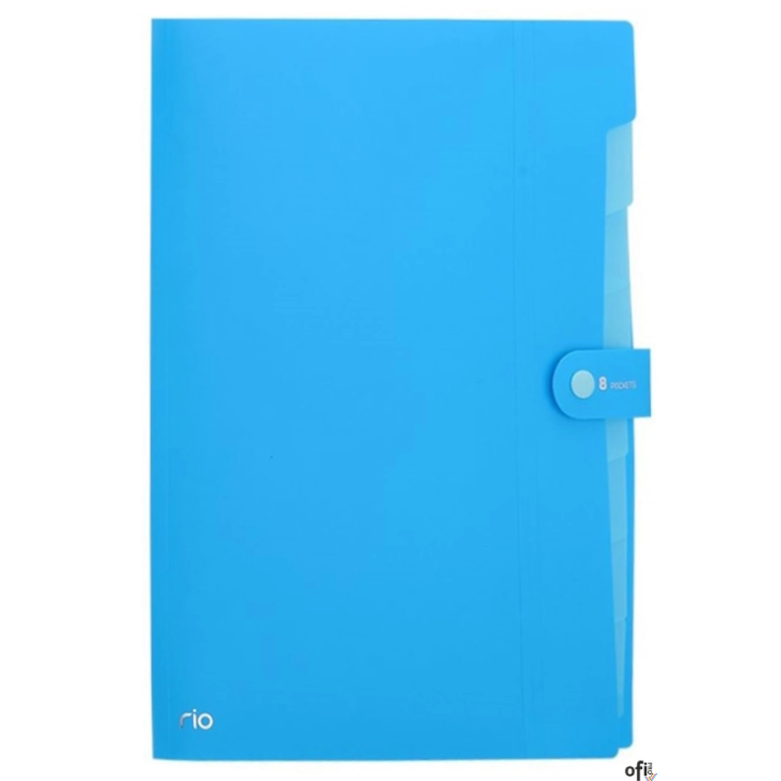 Teczka zatrzaskowa A4, 8 przegródek, seria Rio, niebieska, EB40102_BLUE, Deli