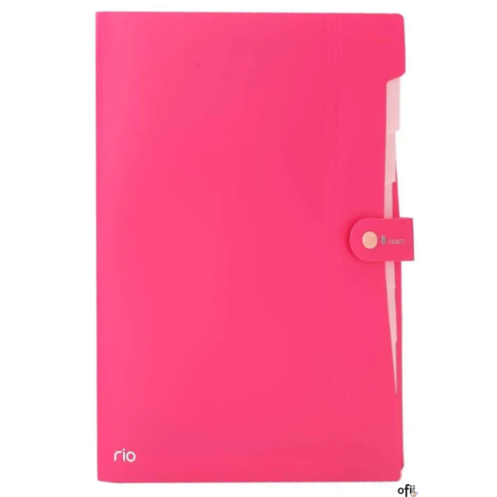 Teczka zatrzaskowa A4, 8 przegródek, seria Rio, różowa, EB40102_PINK, Deli