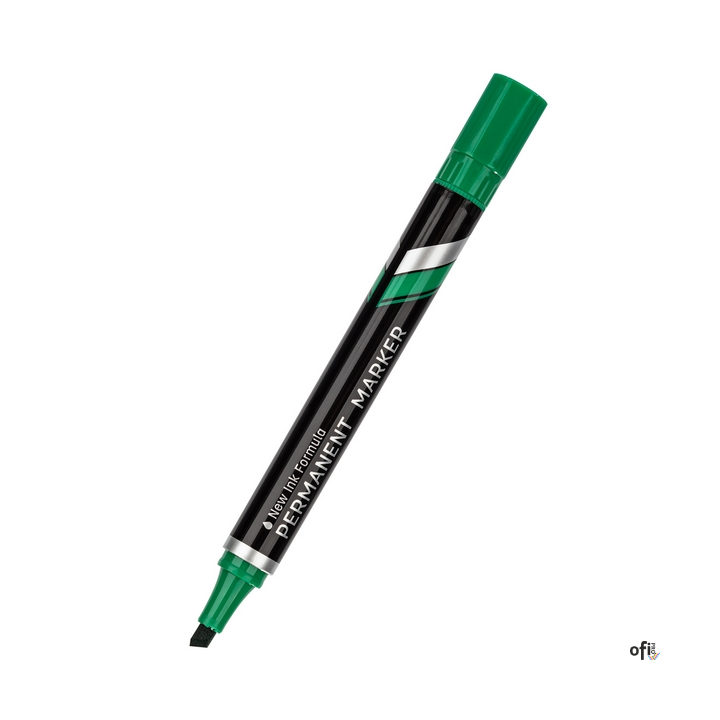 Marker permanentny ścięty 1,5_5 mm, zielony, EU10150, Deli
