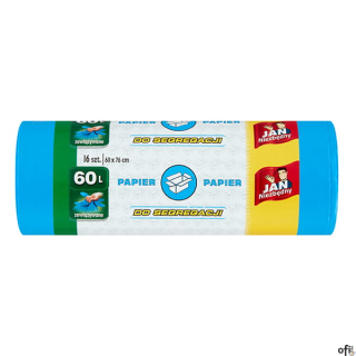 JAN NIEZBĘDNY Worki HD Easy-pack niebieskie wiązane 60l 16 szt. do segregacji papier 40760