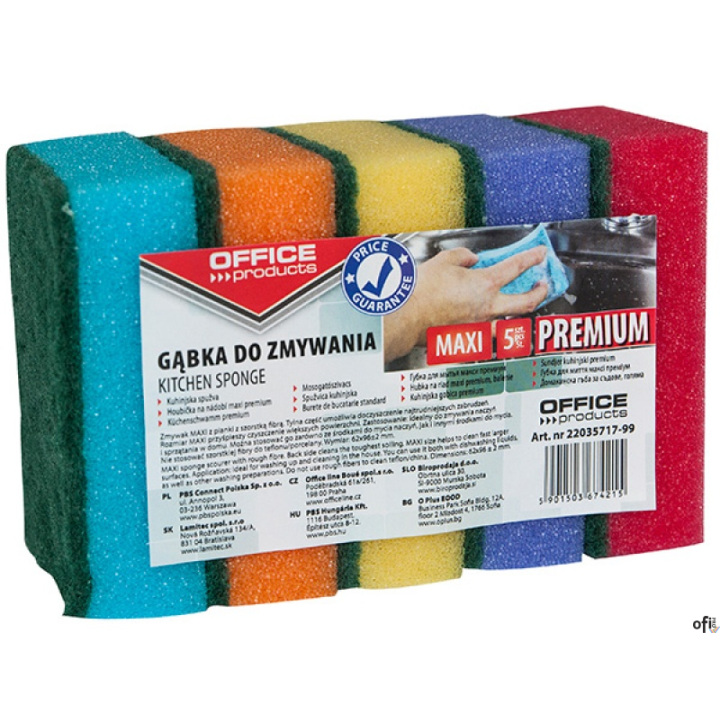 zmywak MAXI z pianki z szorstką fibrą_tylna część umożliwia doczyszczenie najtrudniejszych zabrudzeń_rozmiar MAXI przyśpieszy cz