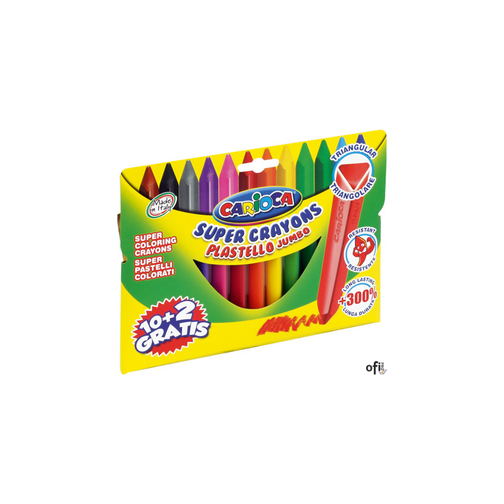 Kredki CARIOCA PLASTELLO JUMBO, 12 kolorów 170-2185