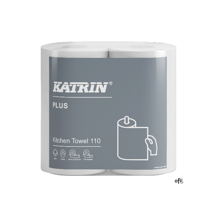 Ręczniki w roli kuchenne KATRIN PLUS Kitchen 89673 (2 rolki) białe, 2W, 110 listków, 24metry