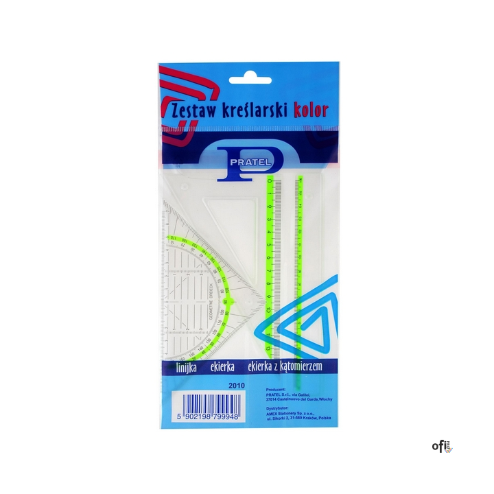 Zestaw kreślarski PRATEL kolor z linijak 16cm 2010PR