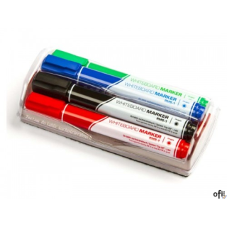Marker do tablic suchościeralnych 4szt.z gąbką i magnesem RYSTOR