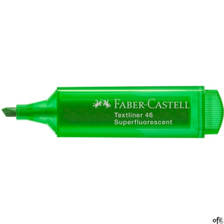 Zakreślacz 1546 Faber-Castell w kolorze zielonym. Wysokiej jakości superfluorescencyjny kolor, idealny do zaznaczania, podkreśla