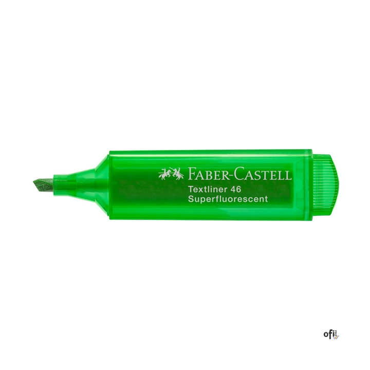 Zakreślacz 1546 Faber-Castell w kolorze zielonym. Wysokiej jakości superfluorescencyjny kolor, idealny do zaznaczania, podkreśla