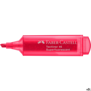 Zakreślacz 1546 Faber-Castell w kolorze czerwonym. Wysokiej jakości superfluorescencyjny kolor, idealny do zaznaczania, podkreśl