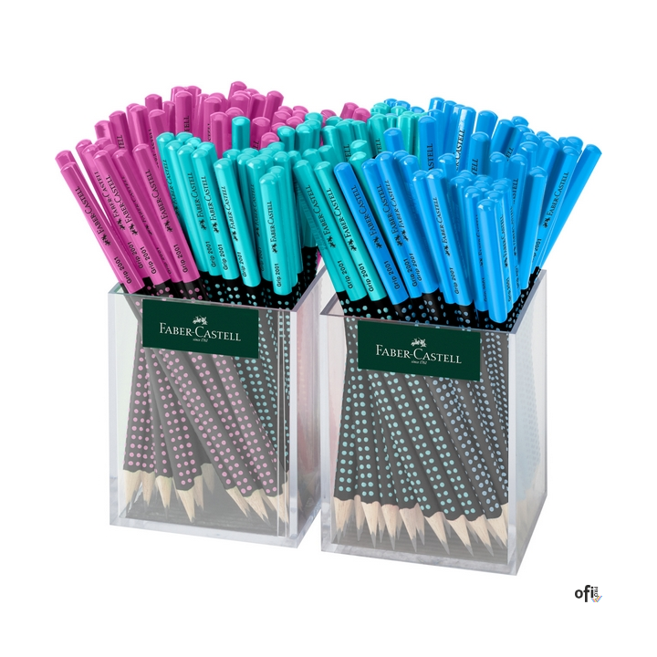 Ołówek grafitowy Grip 2001 Two Tone Faber-Castell 3 x 48 szt. w kolorach czarno-różowym, czarno-turkusowym i czarno-niebieskim w