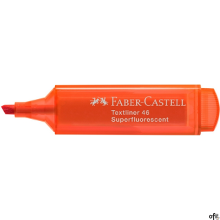 Zakreślacz 1546 Faber-Castell w kolorze pomarańczowym. Wysokiej jakości superfluorescencyjny kolor, idealny do zaznaczania, podk