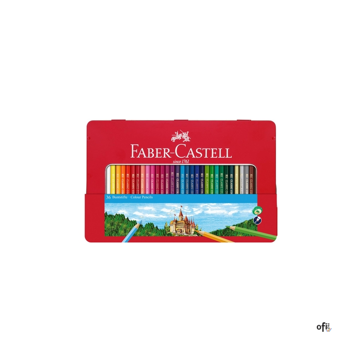Kredki ołówkowe Zamek Faber-Castell 36 szt. w opakowaniu metalowym. Klasycznie doskonałe, idealne do każdego stylu rysowania, za