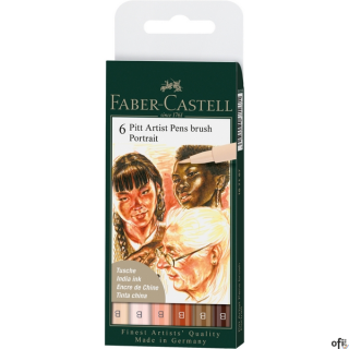 Zestaw pisaków artystycznych Faber-Castell Pitt Artist Pen 6 szt. (kolory 114, 116, 132, 175, 180 i 188) z końcówką B pędzelkową