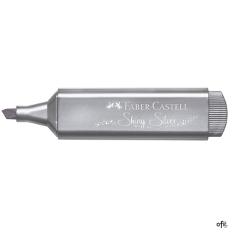 Zakreślacz 1546 Faber-Castell w kolorze metalicznym srebrny. Wysokiej jakości błyszczący kolor, idealny do zaznaczania, podkreśl