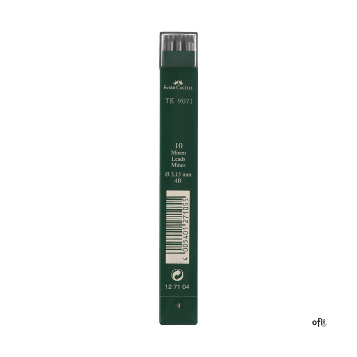 Rysiki grafitowe 9071 Faber-Castell 10 szt. w wygodnym plastikowym opakowaniu. Stopień twardości 4B. Odporne na złamania, o grub