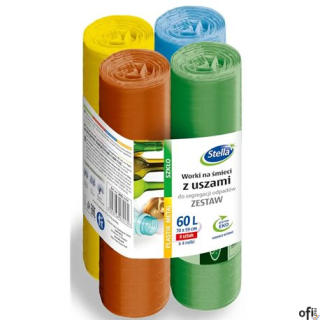 STELLA Worki 60l z uszami, do segregacji odpadów, zestaw 4x8 szt., mix, 045174