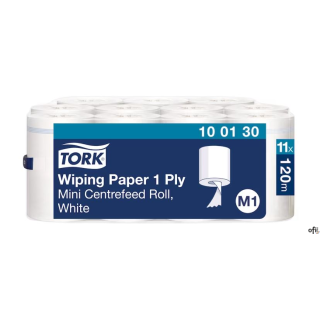 Ręcznik w roli Tork centalnego dozowania mini, 1 warstwa, kolor biały, celuloza z makulaturą, długość 120 m, 11 rolek/op, system