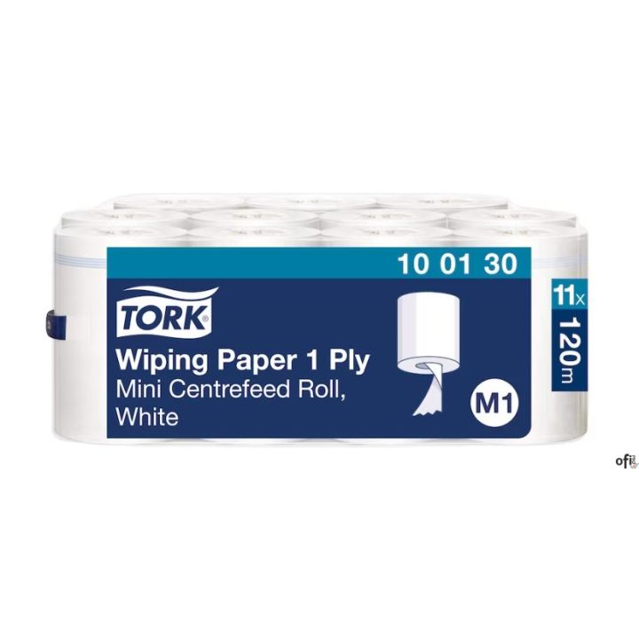 Ręcznik w roli Tork centalnego dozowania mini, 1 warstwa, kolor biały, celuloza z makulaturą, długość 120 m, 11 rolek/op, system