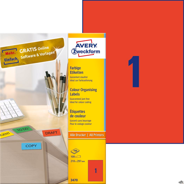 Trwałe etykiety kolorowe• Etykiety samoprzylepne, które doskonale nadają się np. do tematycznego oznaczania dokumentów oraz sprz