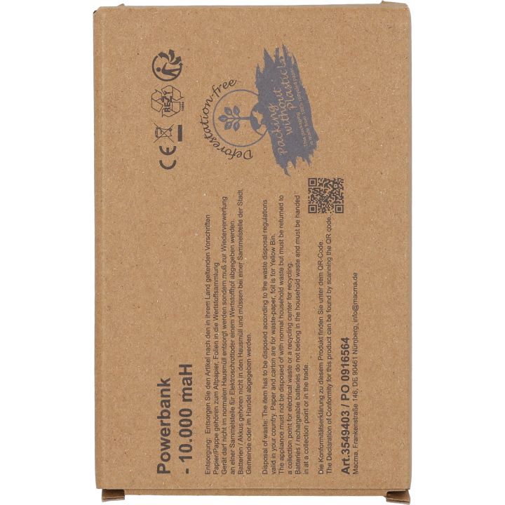 Power bank z ABS z recyklingu 10000 mAh PRESTON