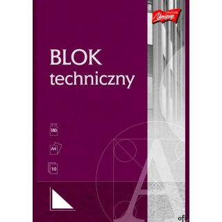 Blok techniczny, format A4, 10 kartek, UNIPAPBlok zawiera 10 białych kredowych kartek o gramaturze 190 g/m2. Okładka kredowa o g