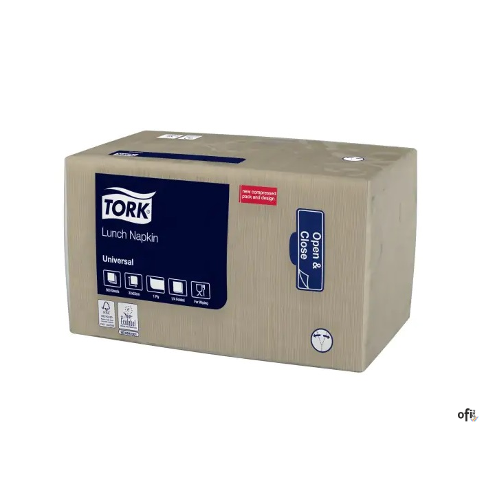 Serwetki lunchowe, naturalna, 1-warstwowe, 500 szt., 509301, TORK SALE