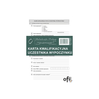 A-152-3 Karta kwalifikacyjna uczestnika wypoczynku komplet 20 kartek 2xA5 MICHALCZYK I PROKOP SALE