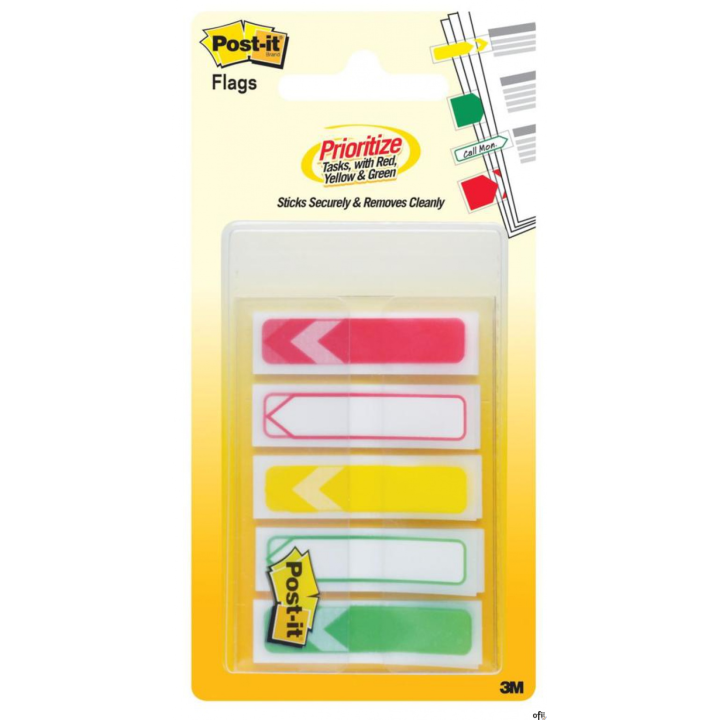 Zakładki indeksujące POST-IT_ (684-ARR-RYG), PP, 11,9x43,2mm, strzałka, 5x20 kart., mix kolorów, 3M-UU008030791