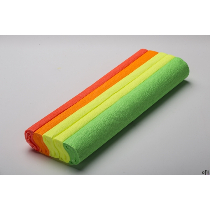 Krótka bibuła w kolorach fluo. Doskonale nadaje się do prac ręcznych. Idealna do tworzenia kwiatów, stroików wycinanek, kostiumó