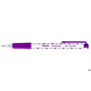 069 długopisy automatyczne SUPERFINE w gwiazdki - długopisy automatyczne w plastikowej obudowie w gwiazdki w kolorze tuszu, trwa
